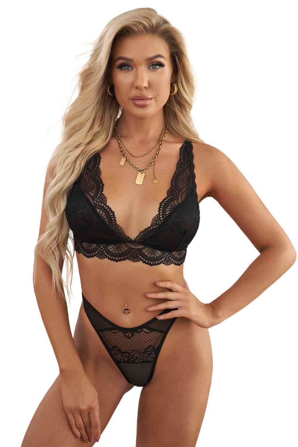 Lace Scalloped Lingerie Set